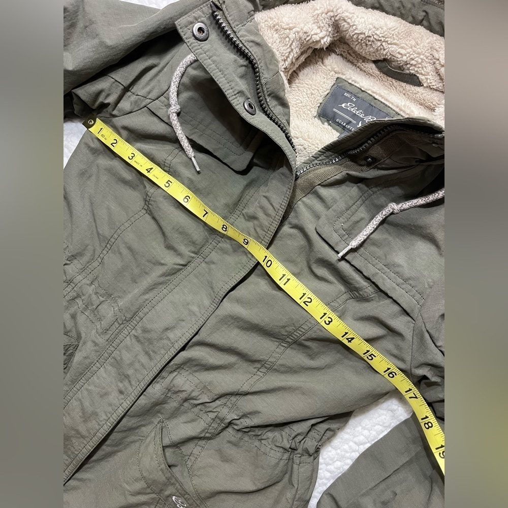 Eddie Bauer Ladder Creek High-Pile Olive Parka with Faux Fur Trim Women's XS - Picture 8 of 10